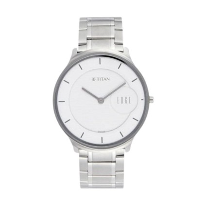 Titan 1843SM02 Analog White Dial Stainless Steel Watch Men